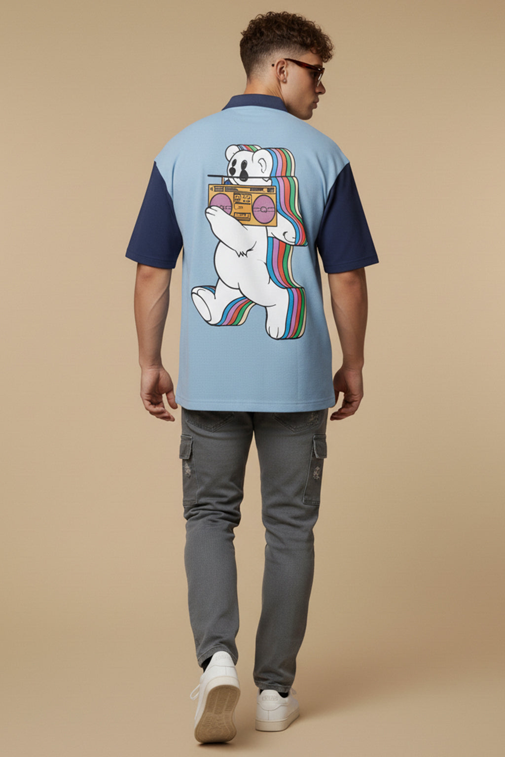 Bear Blue Oversized Polo T-shirt