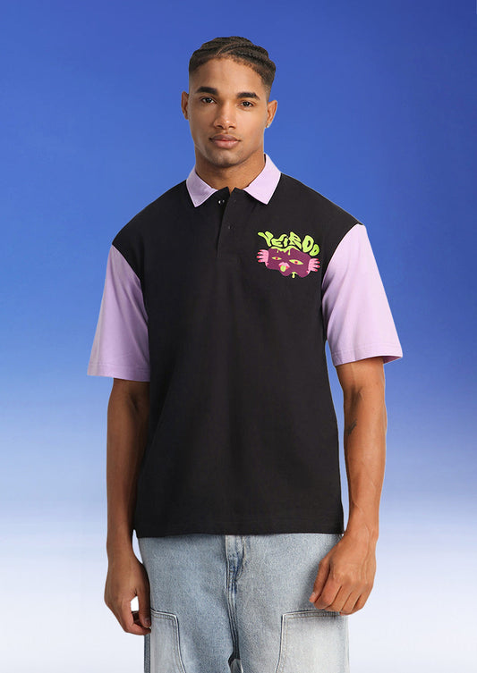 Veirdo Black Oversized Polo T-shirt