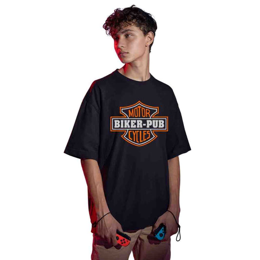 Oversized | Men | Black | Biker Pub